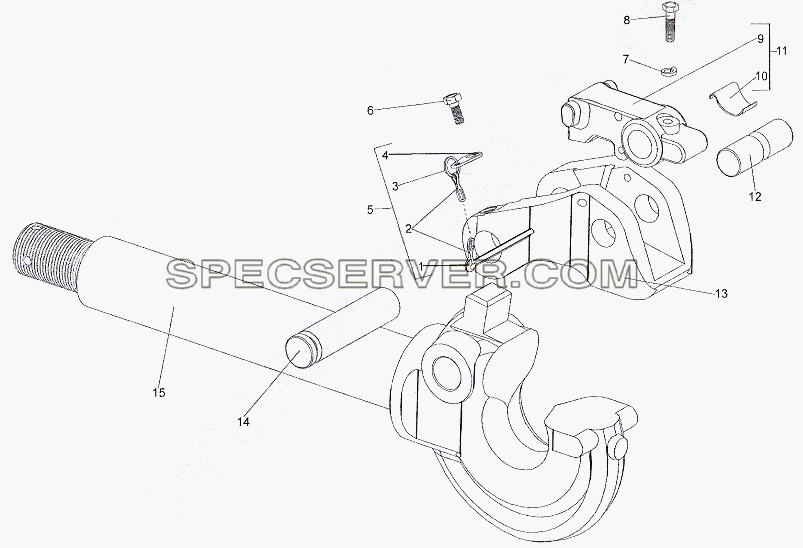 Крюк буксирный 7911-2806012 для МЗКТ-6527 (список запасных частей)