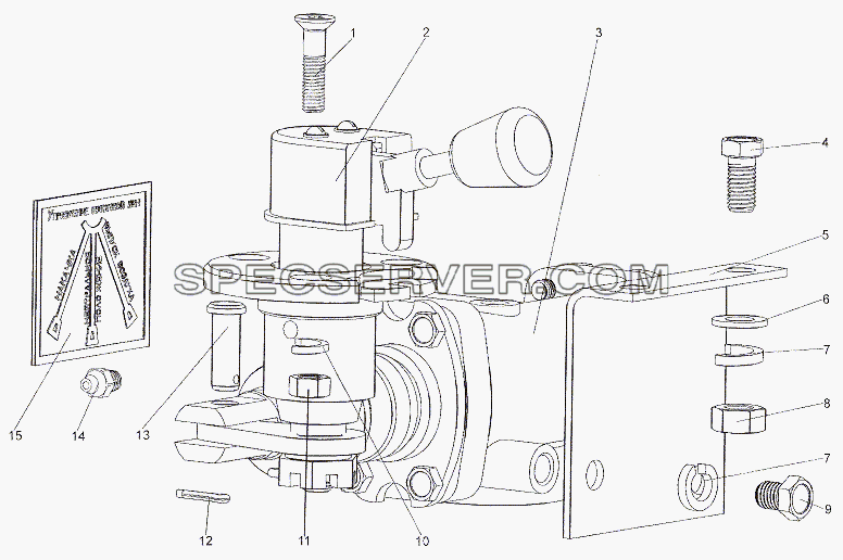 Установка крана накачки шин для МЗКТ-7402 (список запасных частей)