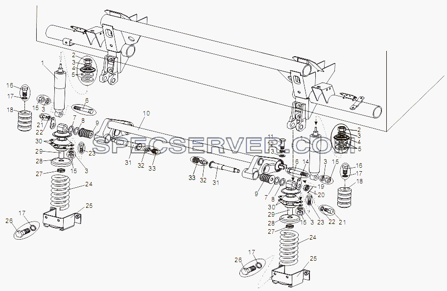 Подрессоривание кабины переднее для МЗКТ-7429 (список запасных частей)