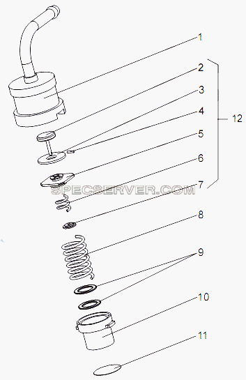 Клапан редукционный 7929-1304010 для МЗКТ-751652 (список запасных частей)