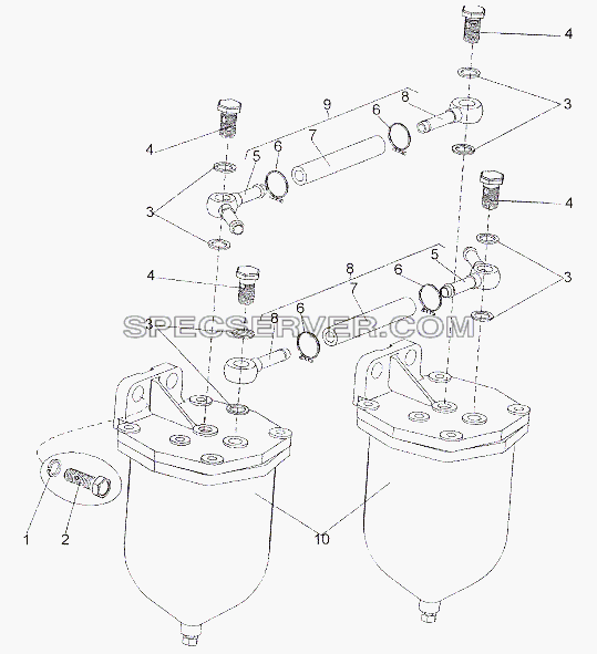 Установка топливных фильтров грубой очистки для МЗКТ-79011 (список запасных частей)