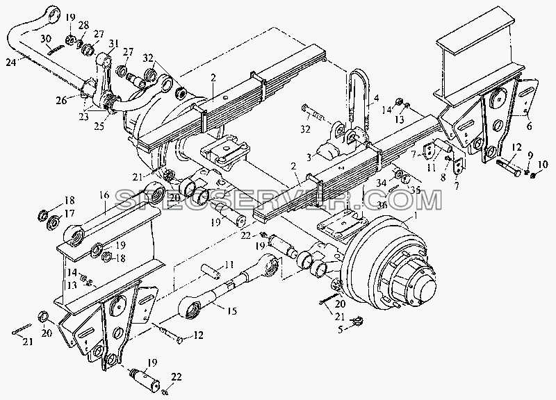 Подвеска. Установка второй оси для МАЗ-3PP59 (список запасных частей)