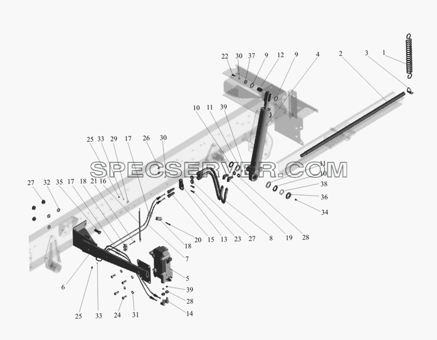 Механизм подъема кабины для МАЗ-437030 (Зубрёнок) (список запасных частей)
