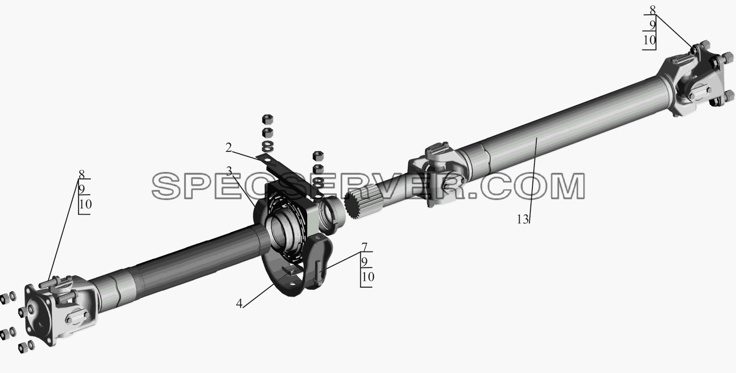 Установка карданных валов 4370-2200000-070 для МАЗ-437041 (список запасных частей)