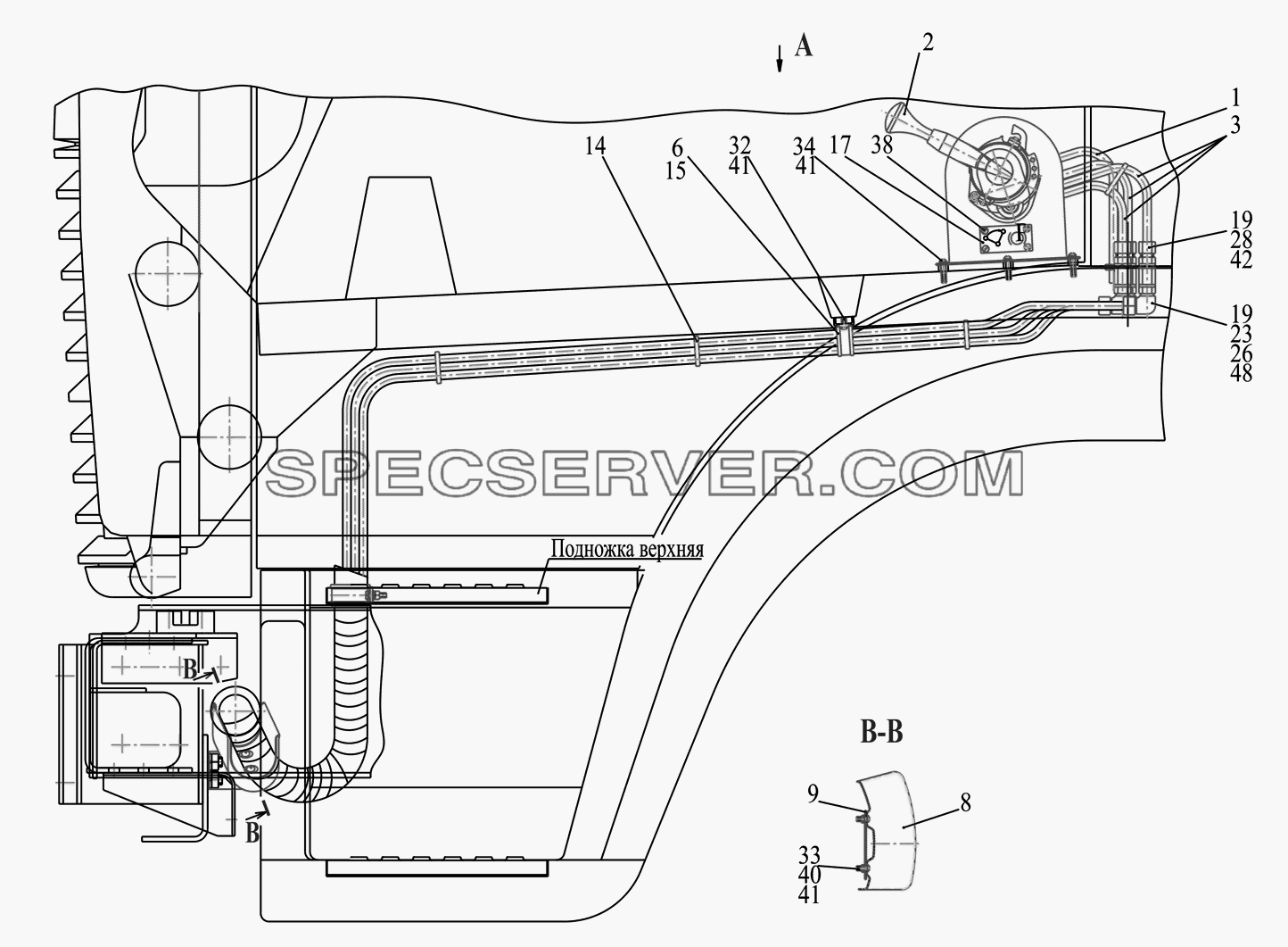 Привод стояночного тормоза P437041-3537004 для МАЗ-437041 (список запасных частей)