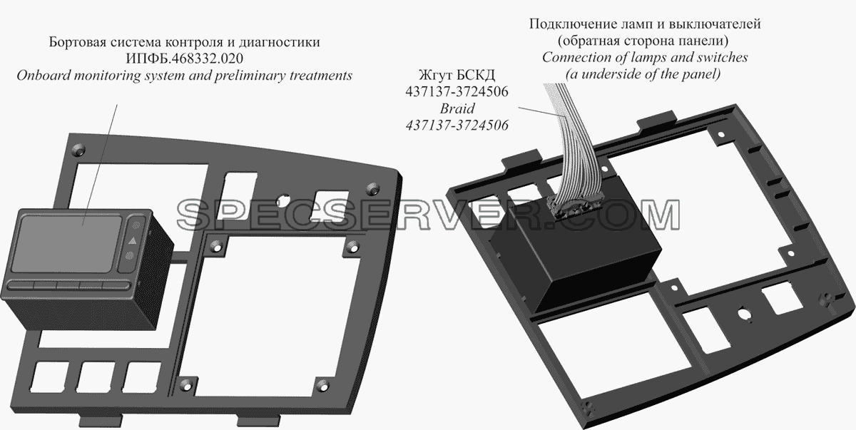 Установка бортовой системы контроля и диагностики для МАЗ-437130 (Зубрёнок) (список запасных частей)
