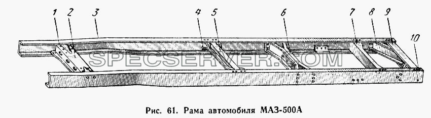 Рама автомобиля МАЗ-500А для МАЗ-504А (список запасных частей)