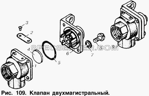 Клапан двухмагистральный для МАЗ-53363 (список запасных частей)