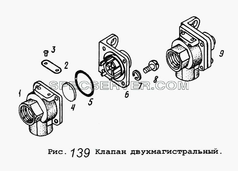 Клапан двухмагистральный для МАЗ-53371 (список запасных частей)