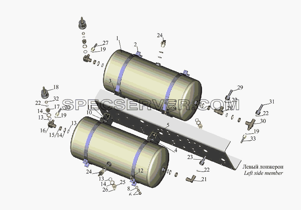 Крепление ресивера 5337-3513004 для МАЗ-533731 (список запасных частей)