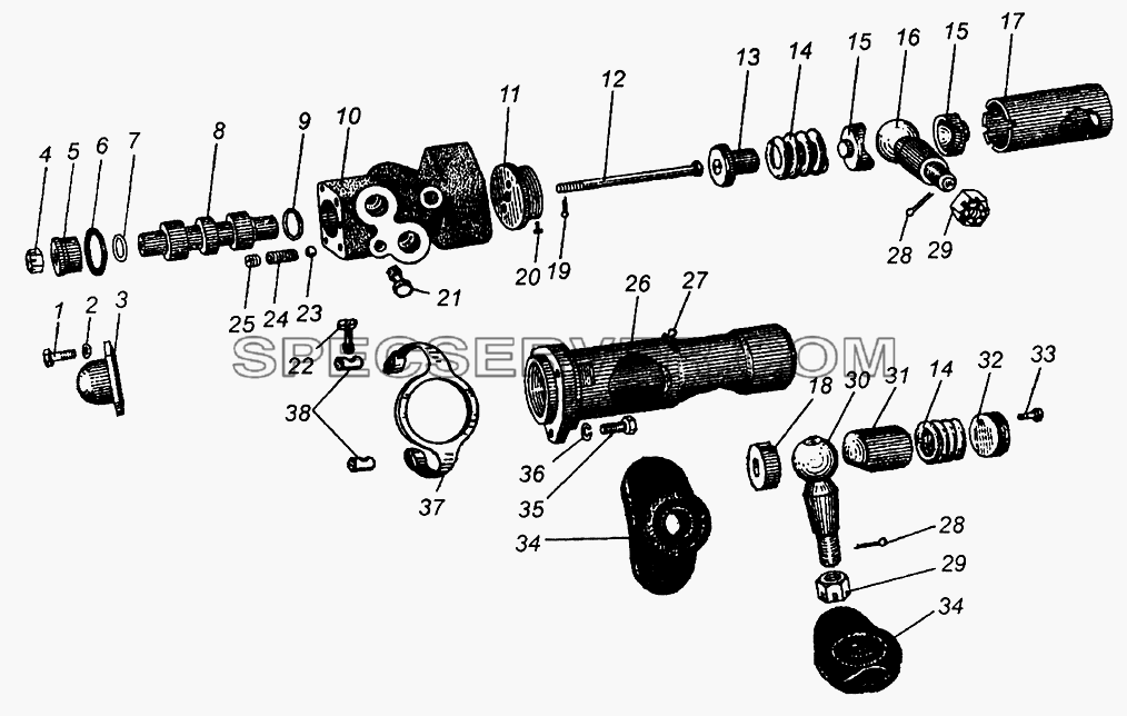 Распределитель гидроусилителя рулевого управления для МАЗ-5429 (список запасных частей)