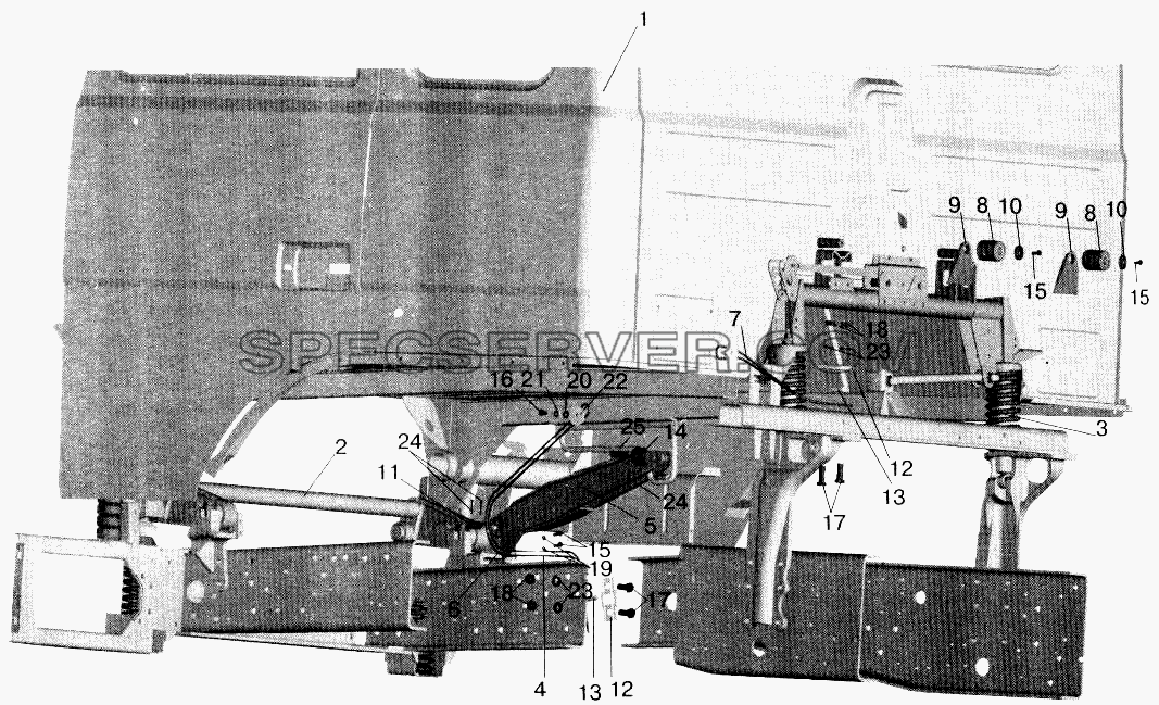 Установка большой кабины для МАЗ-543202 (список запасных частей)
