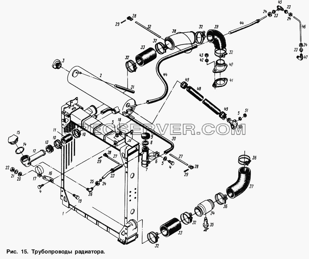 Трубопроводы радиатора для МАЗ-54321 (список запасных частей)