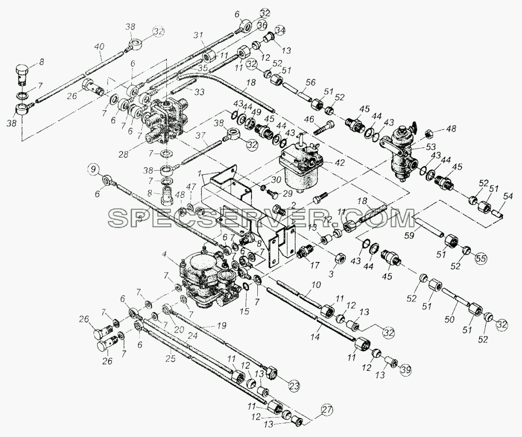 Установка тормозных аппаратов и трубопроводы для МАЗ-54326 (список запасных частей)
