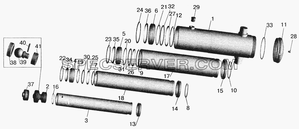 Гидроцилиндр для МАЗ-5432 (список запасных частей)