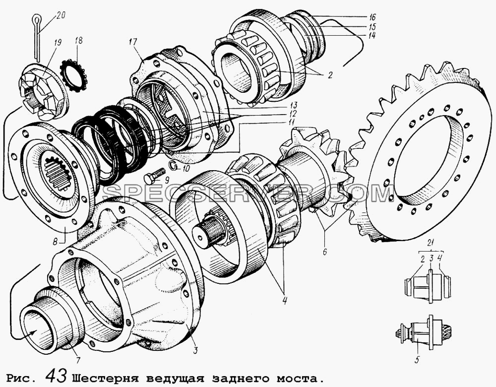 Шестерня ведущая заднего моста для МАЗ-5434 (список запасных частей)