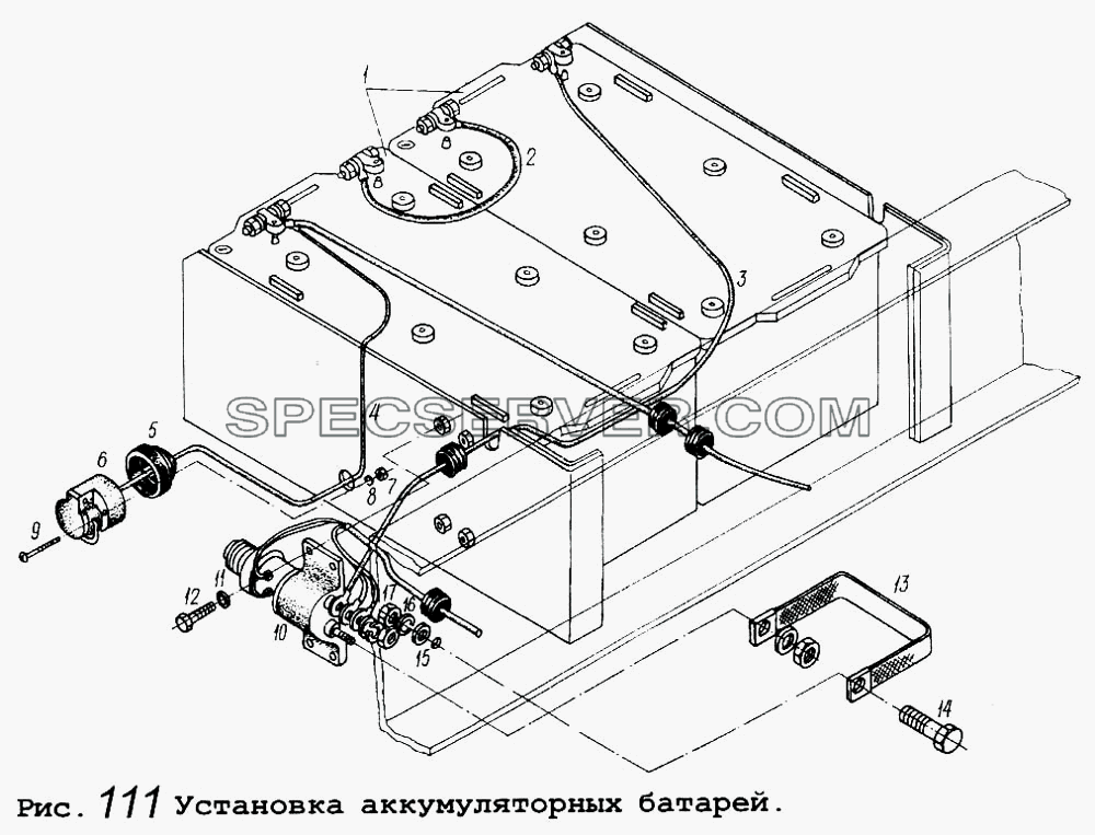 Крепление аккумуляторного ящика для МАЗ-5434 (список запасных частей)