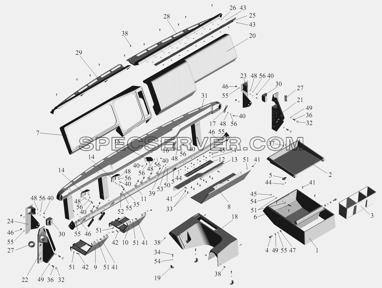 Панель приборов для МАЗ-551605 (список запасных частей)