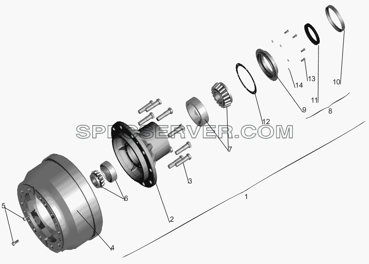 Ступица переднего колеса для МАЗ-551605 (список запасных частей)