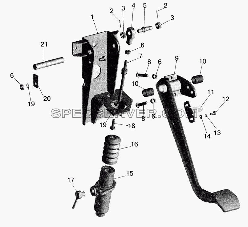 Основание педали для МАЗ-5516 (2003) (список запасных частей)