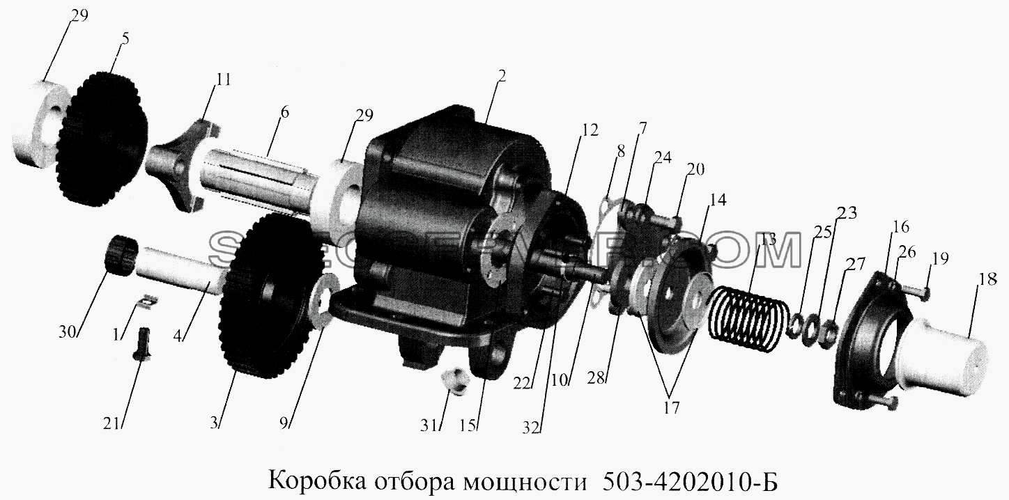 Коробка отбора мощности 503-4707010-Б для МАЗ-5516А5 (список запасных частей)