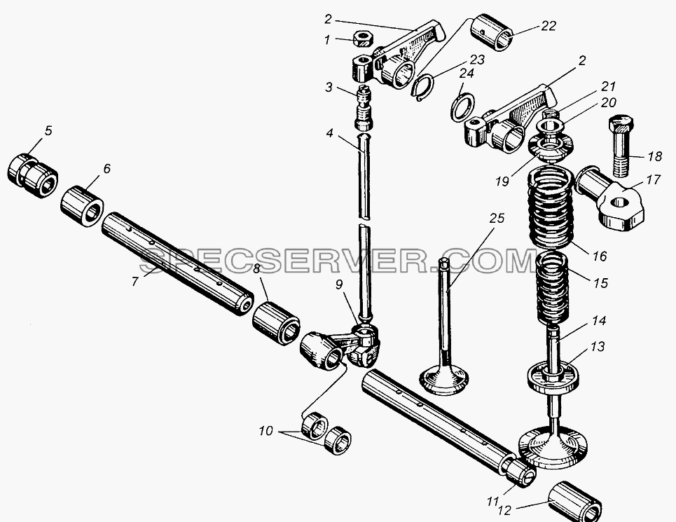 Клапаны и толкатели для МАЗ-5549 (список запасных частей)