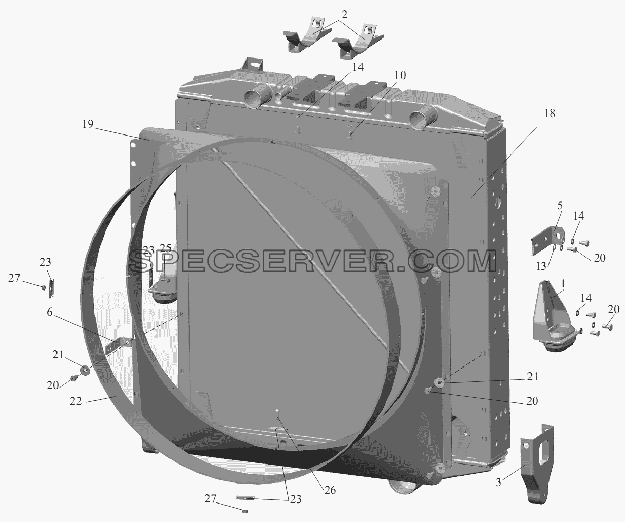 Радиатор с кожухом 5551A2-1301009 для МАЗ-555102, 5551А2 (список запасных частей)
