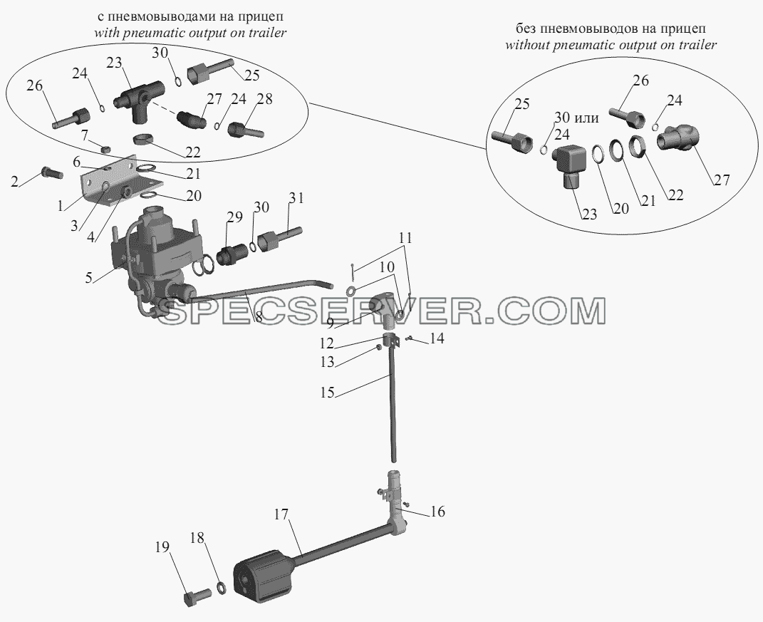 Крепление регулятора тормозных сил для МАЗ-555102, 5551А2 (список запасных частей)
