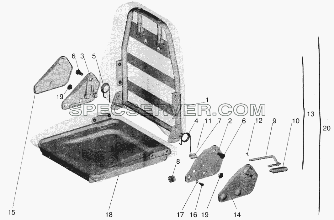 Подушка и спинка сидения для МАЗ-5551 (2003) (список запасных частей)
