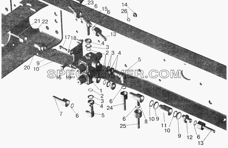 Крепление четырехконтурного клапана МАЗ-555102 для МАЗ-5551 (2003) (список запасных частей)