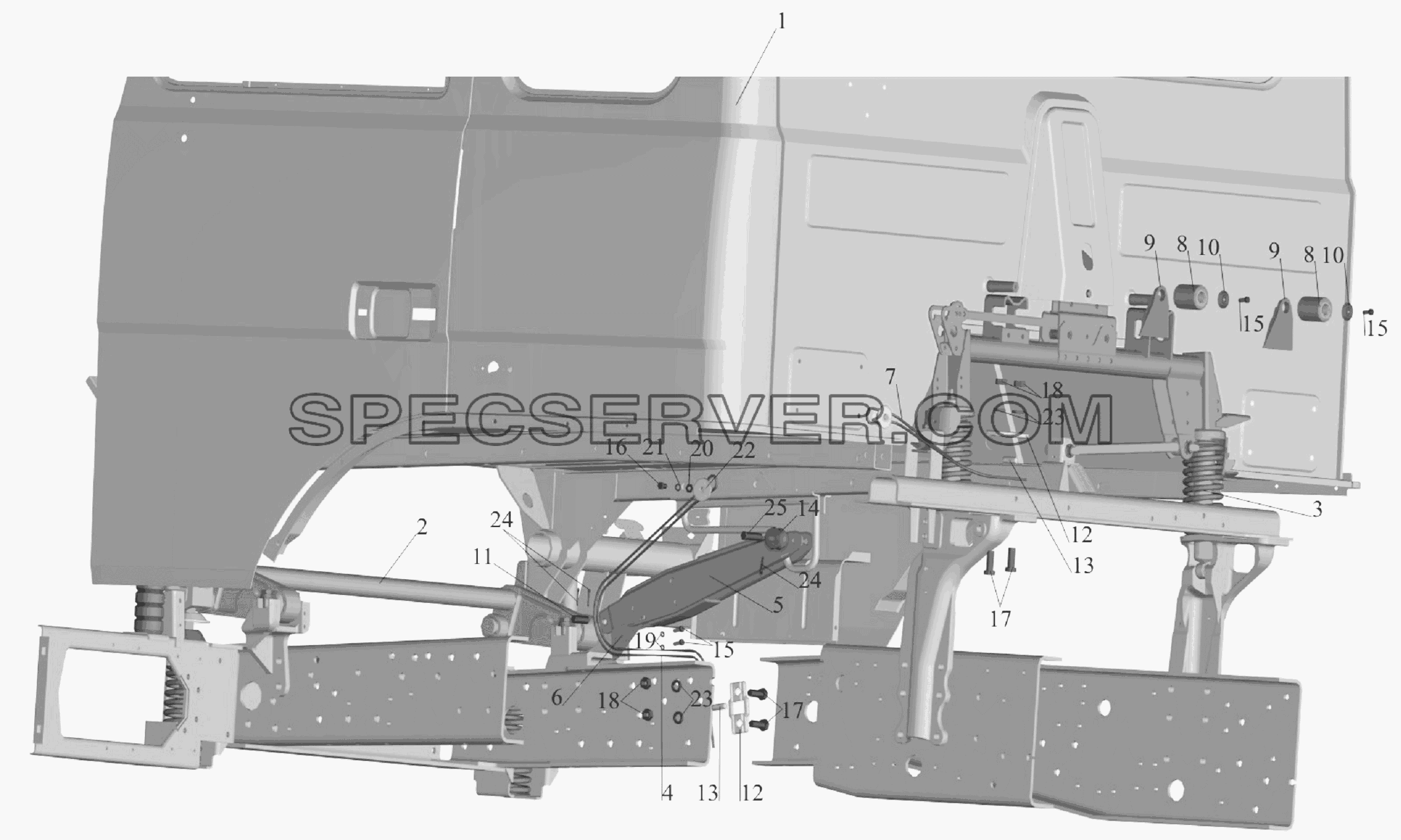 Установка большой подрессоренной кабины для МАЗ-6303A3, 6303A5 (список запасных частей)