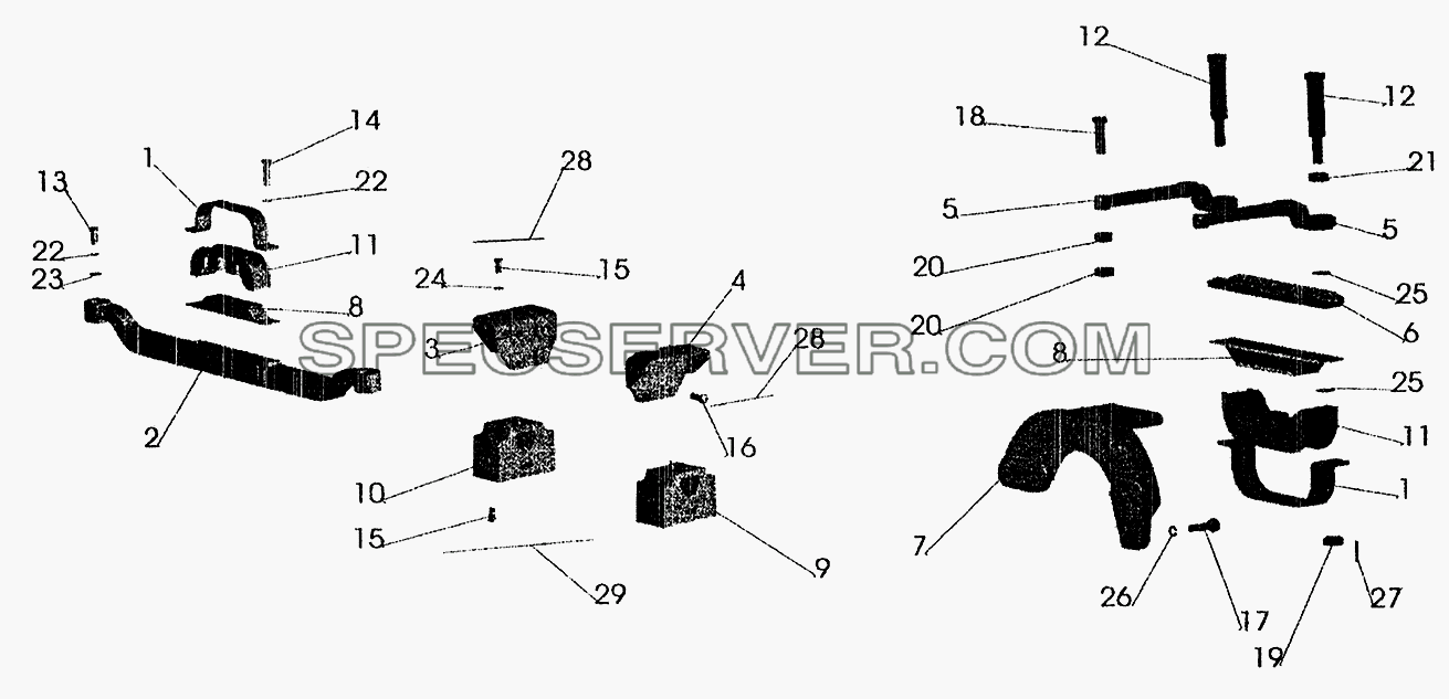 Крепление двигателя на автомобиле МАЗ-533702 для МАЗ-6303 (2005) (список запасных частей)
