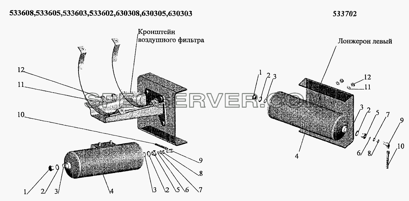 Ресивер регенерации для МАЗ-6303 (2005) (список запасных частей)