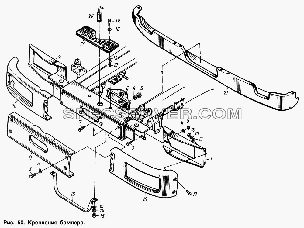 Крепление бампера для МАЗ-64221 (список запасных частей)