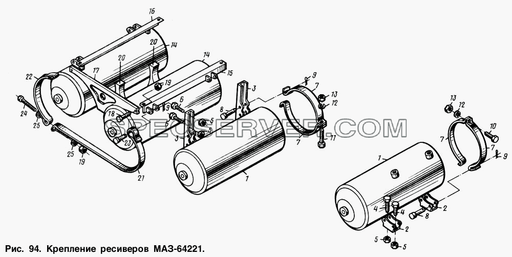 Крепление ресиверов МАЗ-64221 для МАЗ-64221 (список запасных частей)