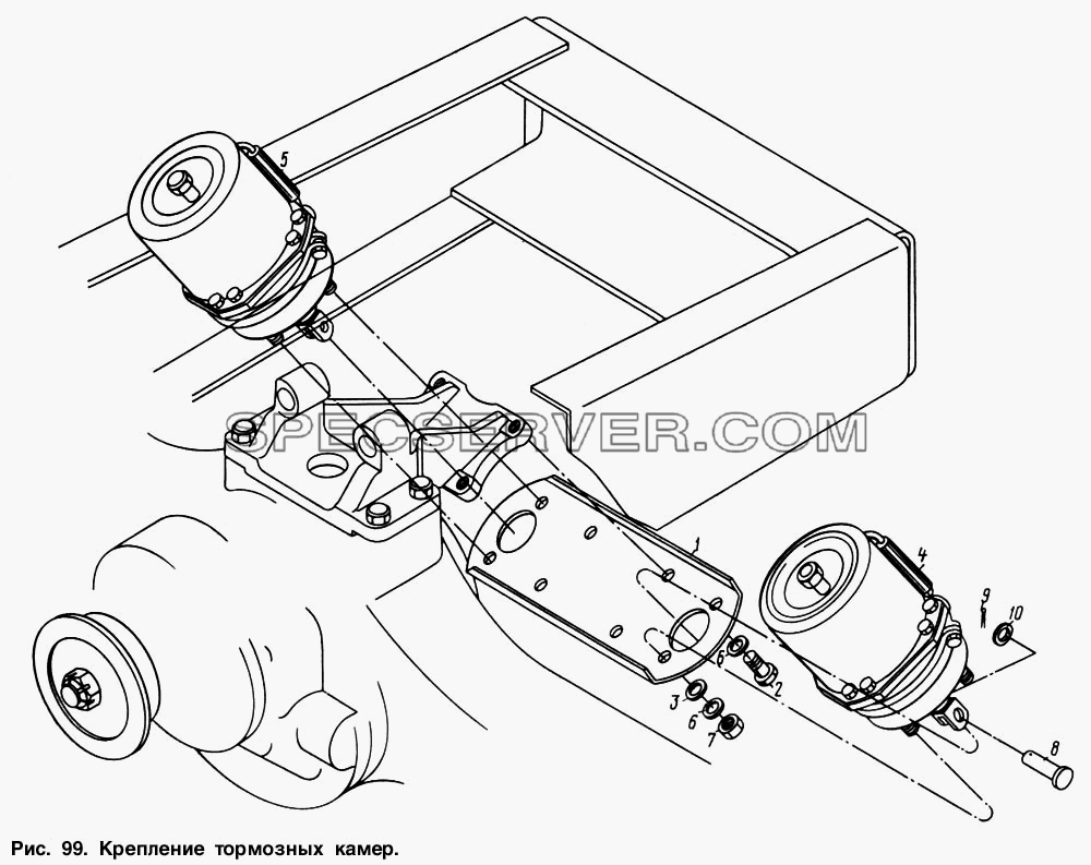 Крепление тормозных камер для МАЗ-64221 (список запасных частей)