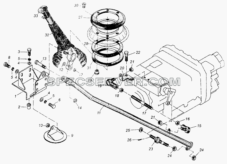 Привод управления коробкой передач для МАЗ-64226 (список запасных частей)