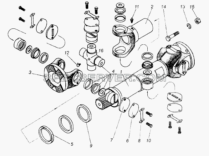 Вал карданный межмостовой для МАЗ-64226 (список запасных частей)