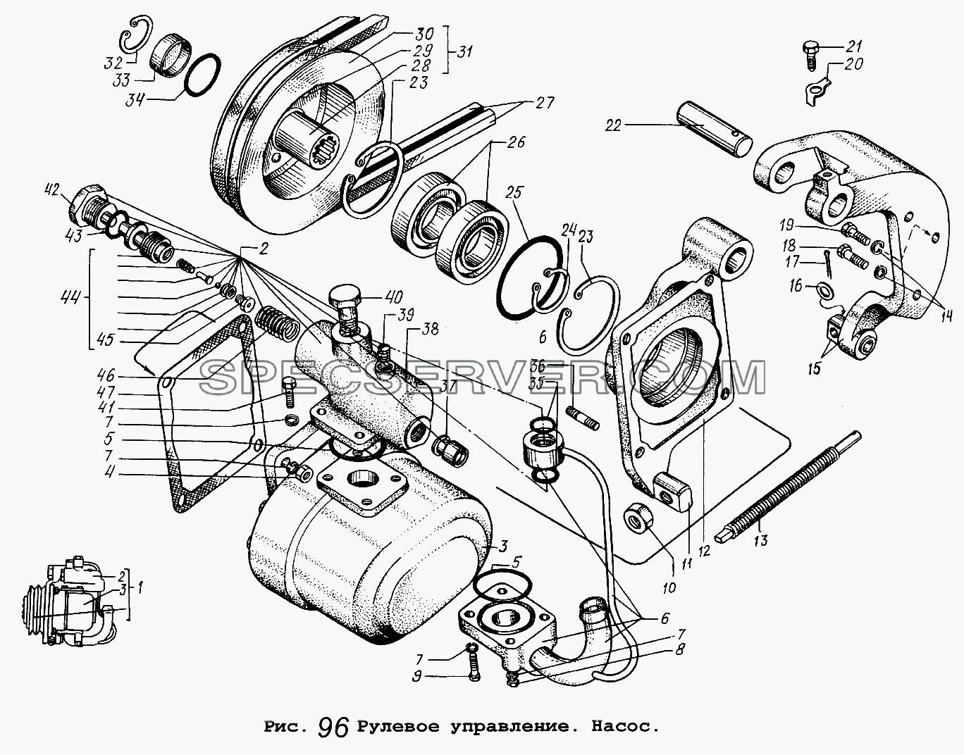 Рулевое управление. Насос для МАЗ-64229 (список запасных частей)
