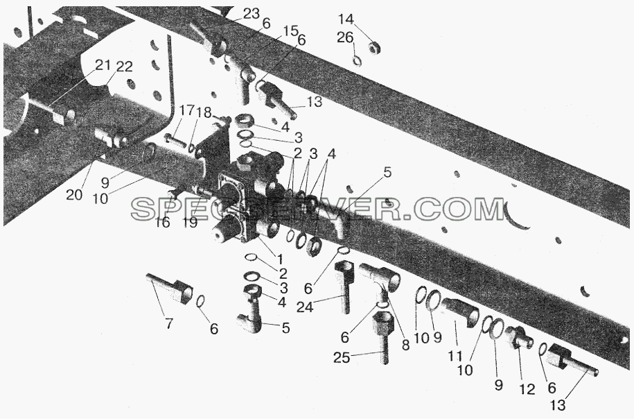 Крепление четырехконтурного клапана МАЗ-555102 для МАЗ-6422 (список запасных частей)