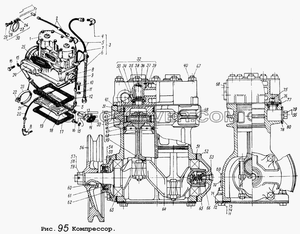 Компрессор для МАЗ-64255 (список запасных частей)