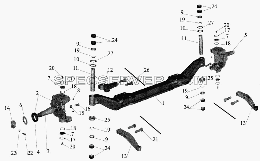 Балка передней оси для МАЗ-643068 (список запасных частей)