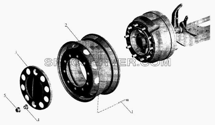 Установка передних колес для МАЗ-643068 (список запасных частей)