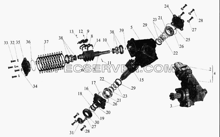 Механизм рулевой для МАЗ-643068 (список запасных частей)