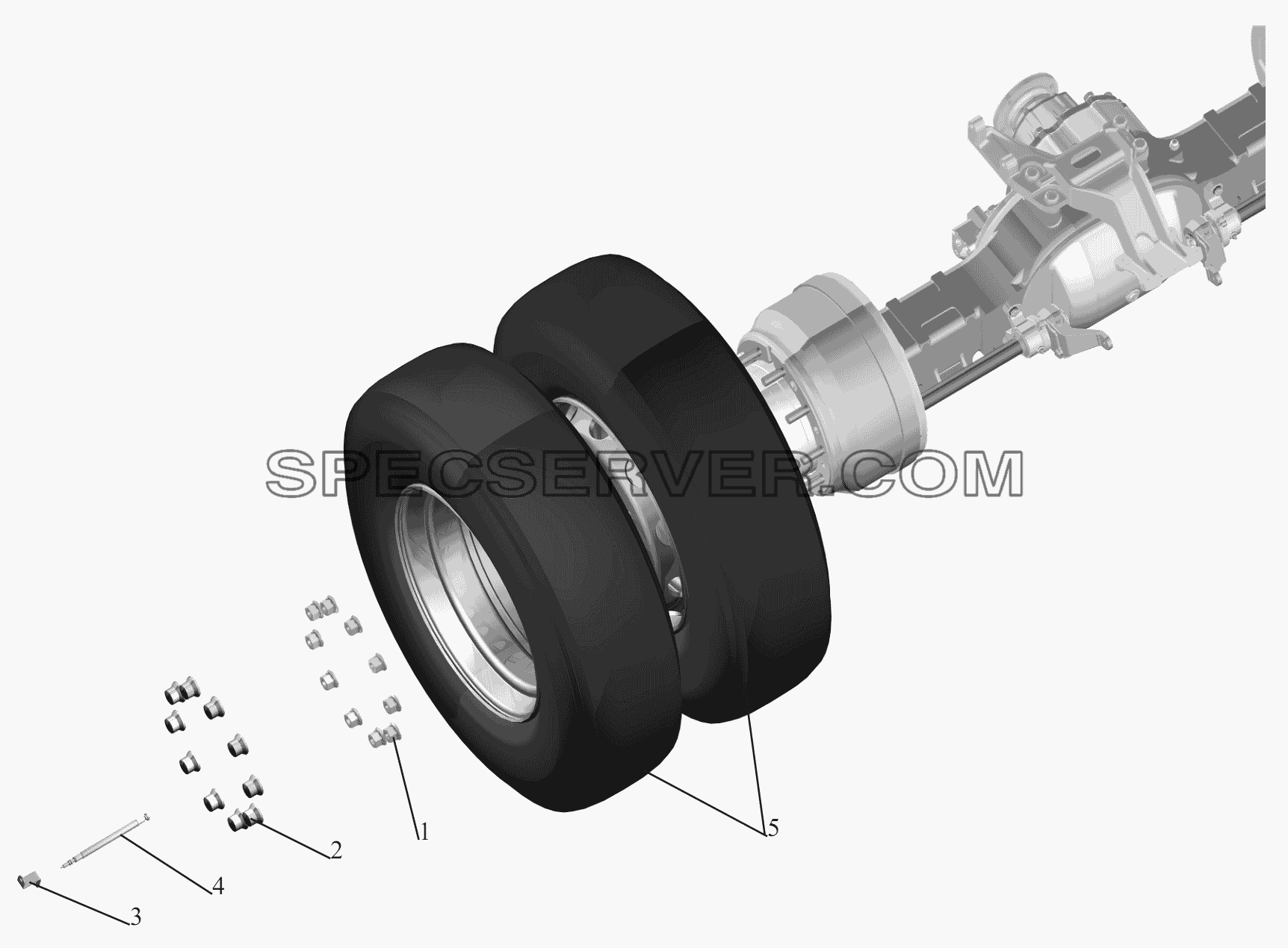 Установка задних колес для МАЗ-6430A8 (5440A8, 5440A5) (список запасных частей)