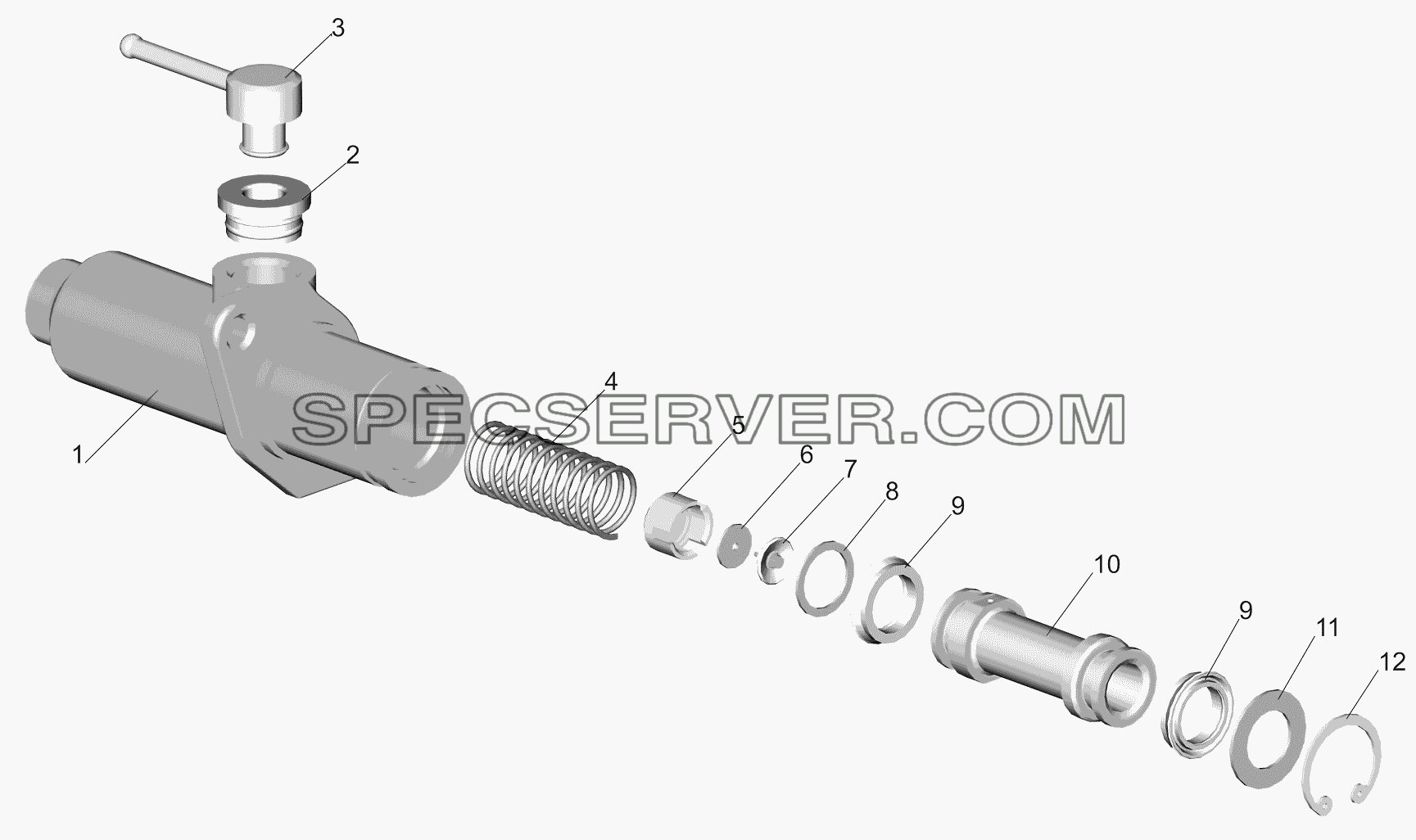 Цилиндр подпедальный 6430-1602510 для МАЗ-651705 (список запасных частей)