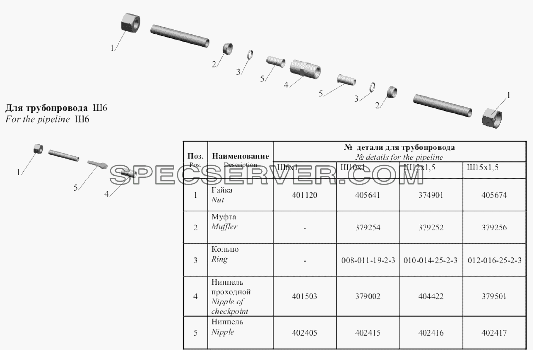 Соединение для ремонта поврежденных трубопроводов для МАЗ-651705 (список запасных частей)
