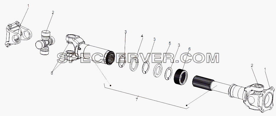 Вал карданный 7919-1316030 для МАЗ-74131 (список запасных частей)