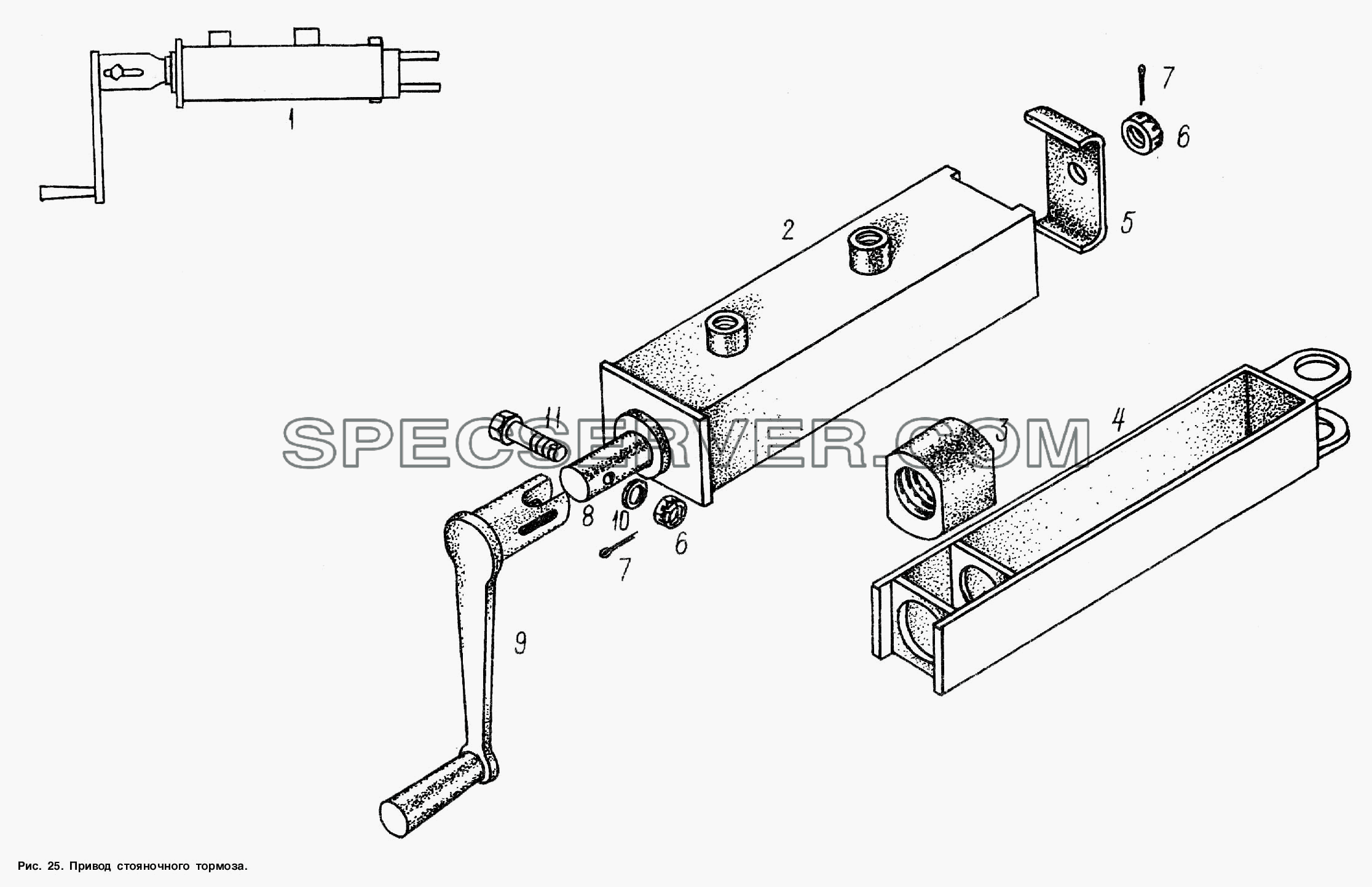 Привод стояночного тормоза для МАЗ-93802 (список запасных частей)