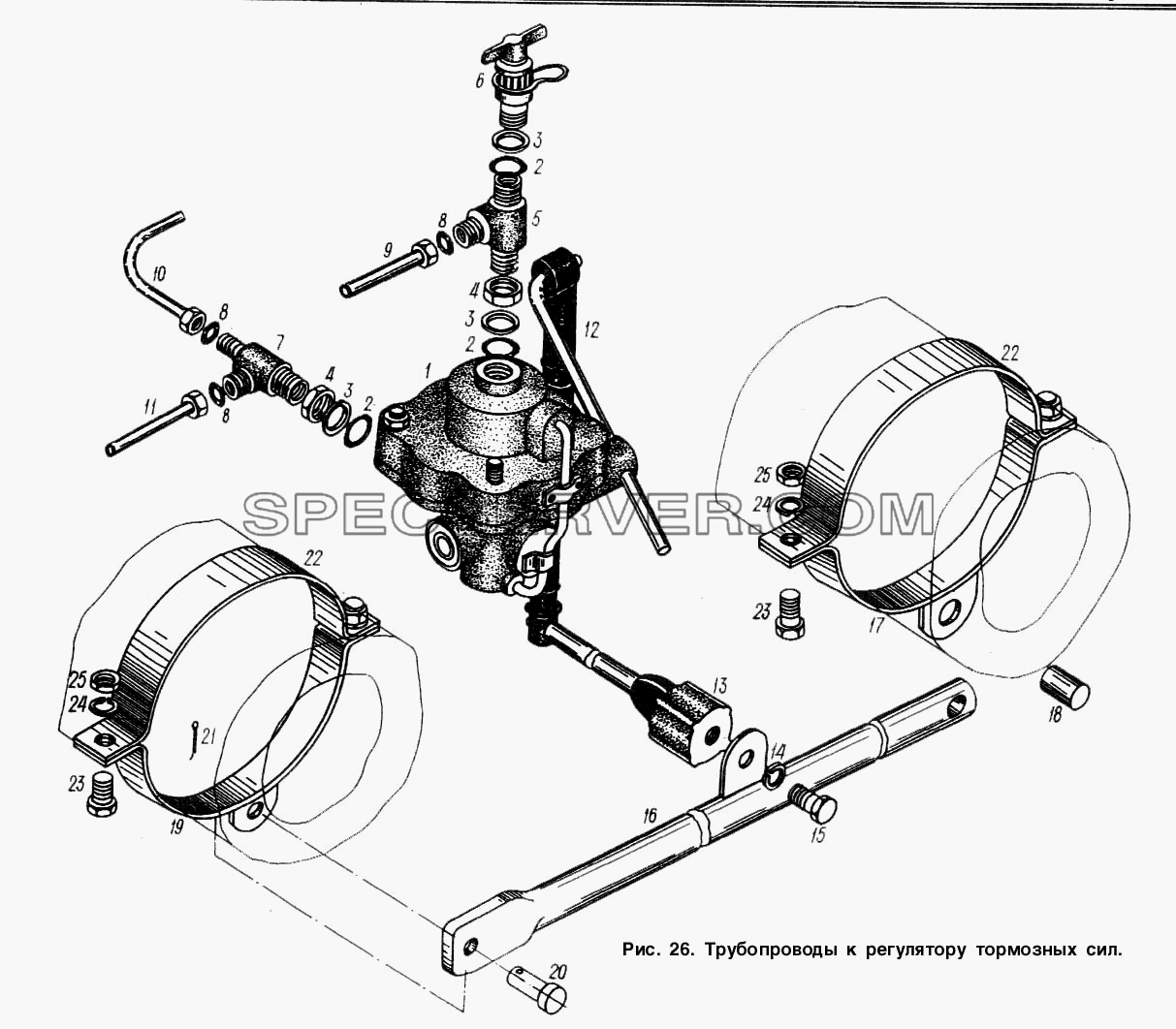 Трубопроводы к регулятору тормозных сил для МАЗ-93892 (список запасных частей)
